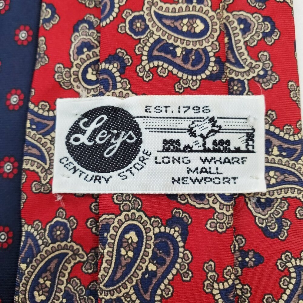 3 Neck Ties Bert Pulitzer, Boston Traders, Ley's Red Blue Paisley Floral - Picture 8 of 11